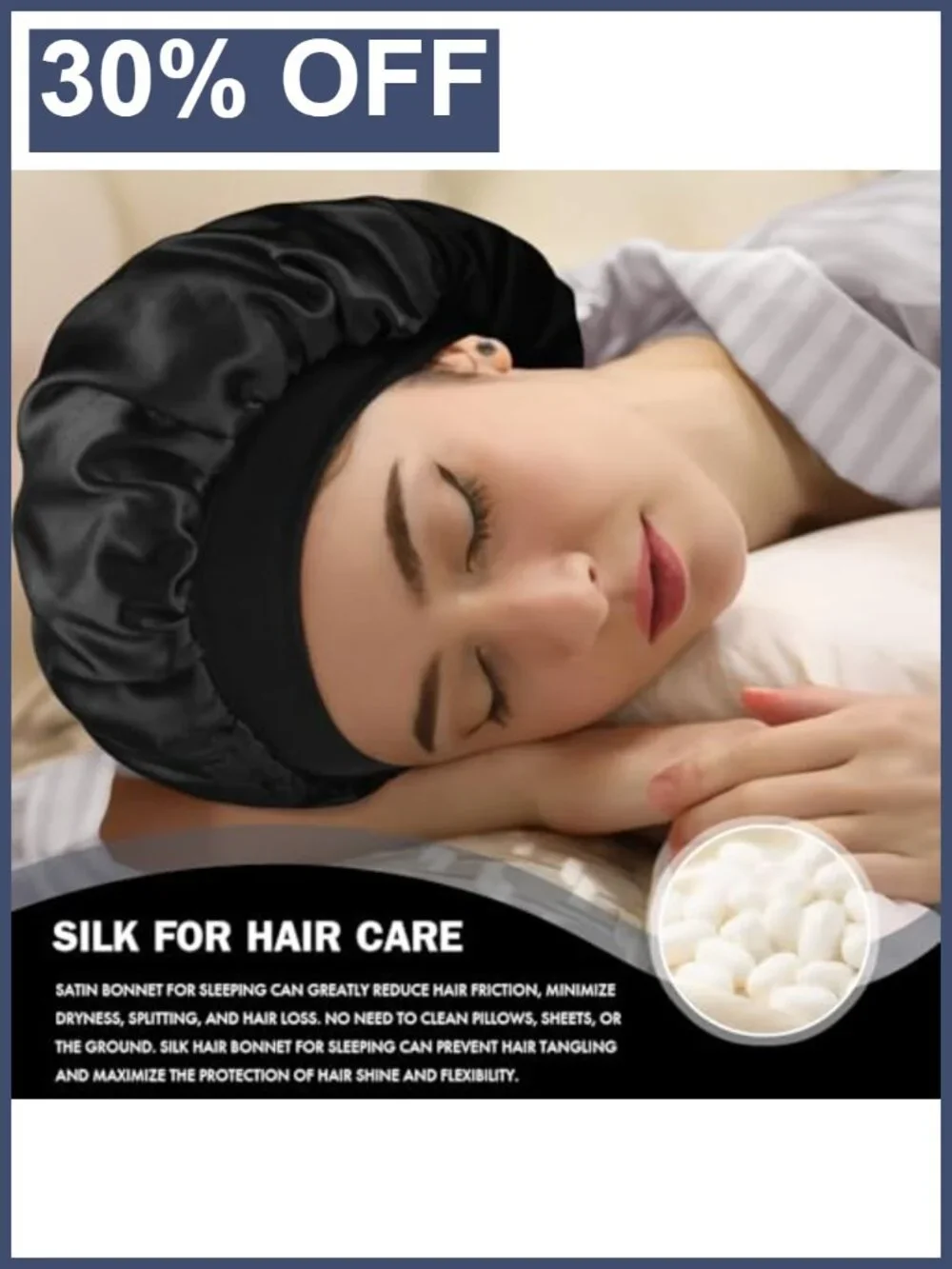 Satin Silk Bonnet for Hair, Double Layer Sleep Cap, One Size
